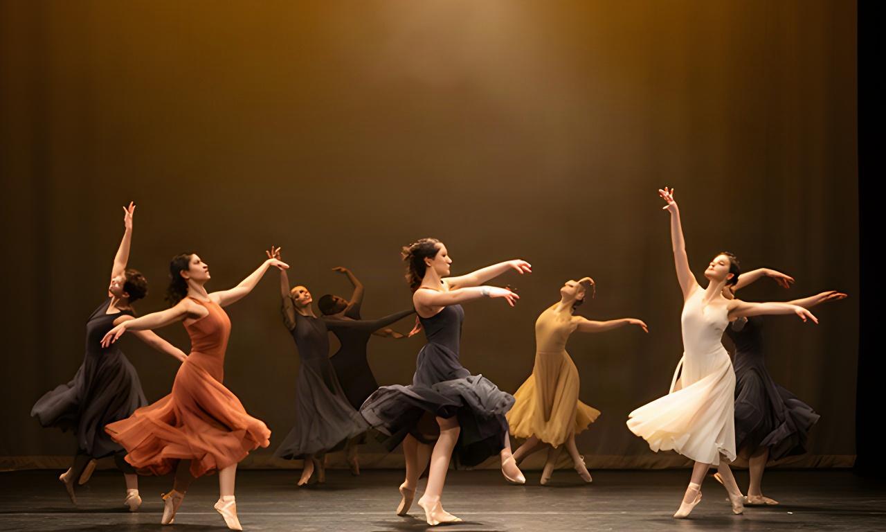 Bailarinas de danza contemporánea actuando bajo una luz cálida en un escenario de Santa Margarita